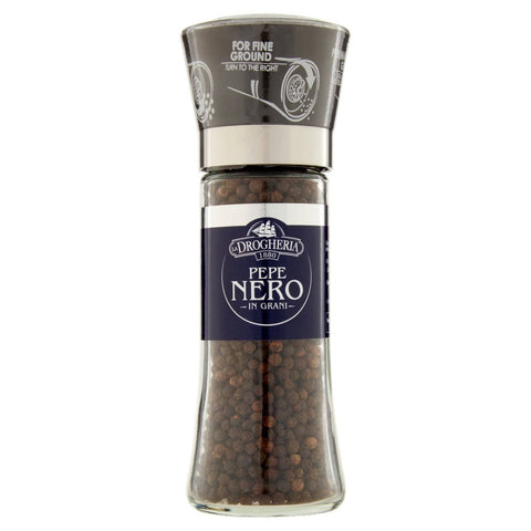 La Drogheria 1880, BBQ PREMIUM-Gewürzmühlen, Pepe Nero in Grani, schwarze Pfefferkörner mit scharfem Aroma, ideal für Geschmortes, Pasta alla Gricia und
