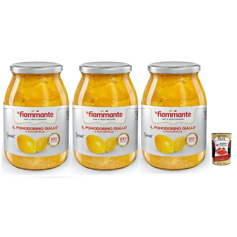 La Fiammante Il Pomodorino Giallo a Pacchetelle,Gelbe Tomate,Gelbe Kirschtomaten,100% Italienische Tomate,Glasgefäß mit 1 kg italienisch Original