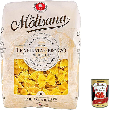 La Giulia La Molisana Farfalle rigate N. 66 Pasta Lenta Lavorazione Teigwaren aus Hartweizengrieß Bronze-Zeichnung 500 g 20x italienisch Original + kostenlos Polpa