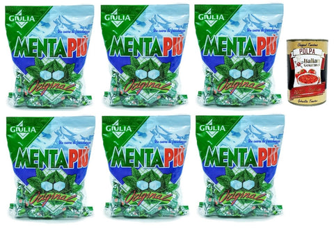 La Giulia Snack Kuchen & Backwaren GIULIA Mentapiù Original Caramelle alla menta, Münzbonbons, lollies Süßigkeiten 6x 300g + Italian Gourmet polpa 400g 8001205235145
