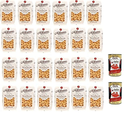 La Molisana Kurze Pasta 24x La Molisana Gnocchetti Sardi N.27 Pasta Lenta Lavorazione Teigwaren aus Hartweizengrieß Bronze-Zeichnung 500g + 2x Italian Gourmet Polpa 8004690052716
