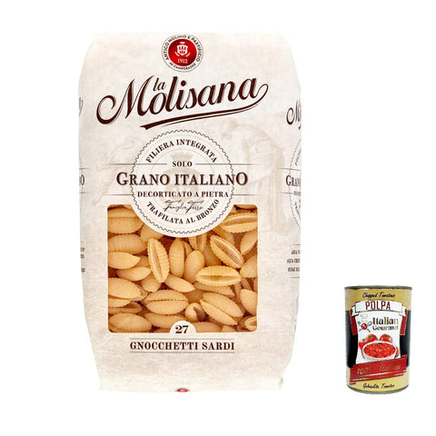 La Molisana Gnocchetti sardi N. 27 Pasta Lenta Lavorazione Teigwaren aus Hartweizengrieß Bronze-Zeichnung 500 g 5x italienisch Original + kostenlos Polpa 400 g
