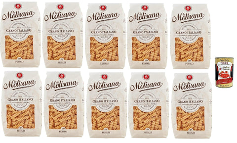 La Molisana Kurze Pasta La Molisana Fusilli N. 28 Pasta Lenta Lavorazione Teigwaren aus Hartweizengrieß Bronze-Zeichnung 20x 500g + Italian Gourmet Polpa 400g 8004690052846