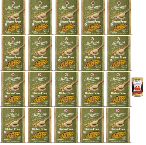 La Molisana Kurze Pasta La Molisana, Fusilli n. 28 Senza Glutine, Nudeln Gluten -freie Pasta und Bronzezeichnung mit Vollreis, Mais und Quinoa, Kochzeit 10 Minuten, 24x 400 g + Italian Gourmet polpa 400g 8004690470046