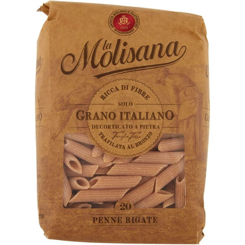 La Molisana Kurze Pasta La Molisana Pasta Integrale Penne Rigate n°20 Vollkornnudeln Vollkornpasta,100% italienischer Weizen,Bronzepaste 500 g Packung italienisch Original 8004690612002