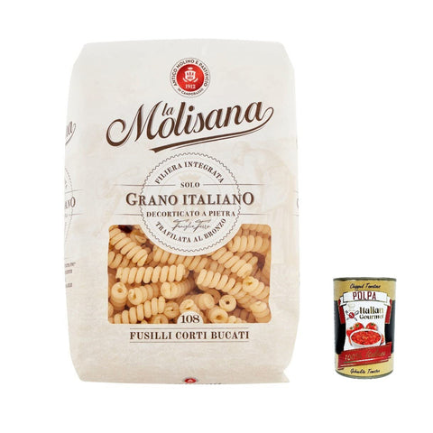 La Molisana Fusilli Corti Bucati N. 108 Pasta Lenta Lavorazione Teigwaren aus Hartweizengrieß Bronze Zeichnung 500 g italienisch Original