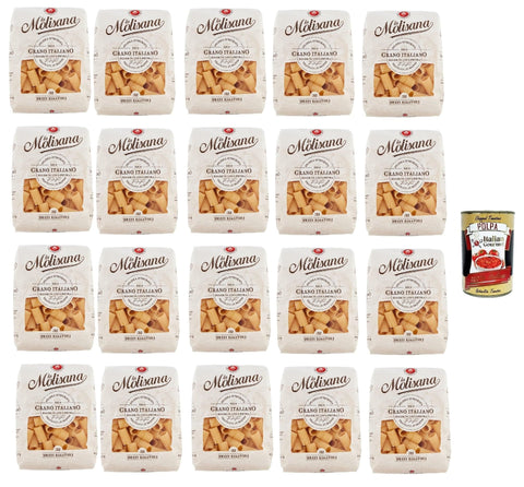 La Molisana Nudeln & Pasta 20x La Molisana Mezzi Rigatoni N. 32 Pasta Lenta Lavorazione Teigwaren aus Hartweizengrieß Bronze-Zeichnung 500g + Italian Gourmet Polpa 400g 8004690053225