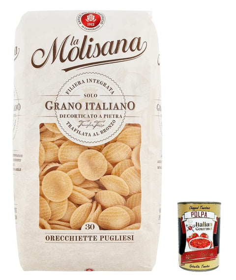 La Molisana Nudeln & Pasta 20x La Molisana Orecchiette Pugliesi N. 30 Pasta Lenta Lavorazione Teigwaren aus Hartweizengrieß Bronze-Zeichnung 500g + Italian Gourmet Polpa 400g 8004690129166