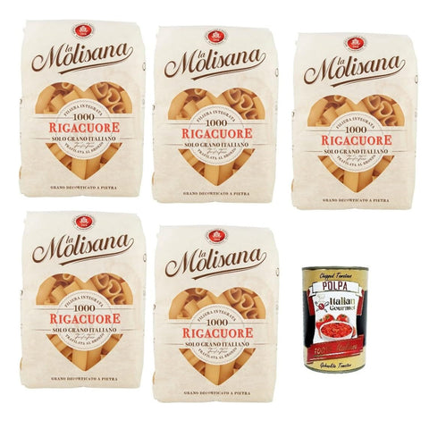 La Molisana Rigacuore N. 1000 Pasta Lenta Lavorazione Teigwaren aus Hartweizengrieß Bronze Zeichnung 5x500g Original italienisch