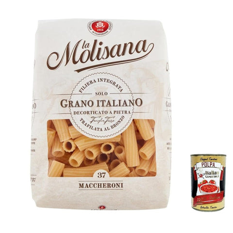 La Molisana Nudeln & Pasta La Molisana Maccheroni N. 37 Pasta Lenta Lavorazione Teigwaren aus Hartweizengrieß Bronze-Zeichnung 500g 20x Original italienisch inkl. Italian Gourmet Polpa 400g 8004690053744