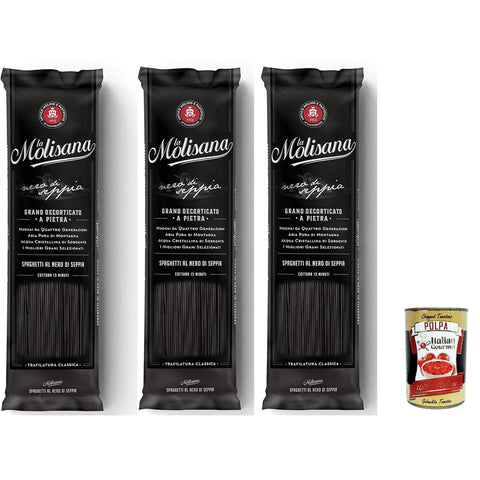 La Molisana Spaghetti al Nero di Seppia, 100% Italienisch Pasta Nudeln, 3 x 500 g Nudeln & Pasta Original