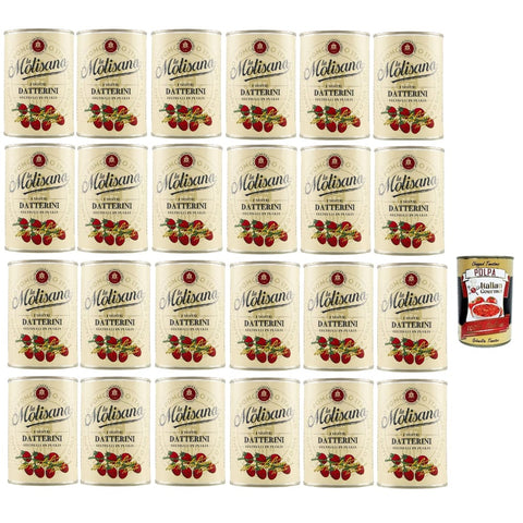 La Molisana Pastasaucen La Molisana Datterini Kirschtomaten Datterini süßer Geschmack längliche Form italienisches Sauce Tomaten 24x400 g italienisch Original Pastasauce + kostenlos polpa 8032804040014