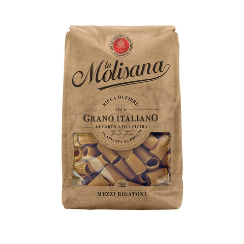 La Molisana Pasta Mezzi rigatoni n.32 Integrale Vollkornnudeln Kurze Nudeln, NUR italienischer Weizen 500 g italienisch Original