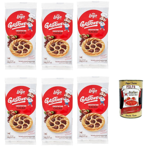 Lago Gastone Crostatina al Cacao, Kakao Tarte, 6x 240 g Packung, Jede Packung enthält 6 Snacks à 40 g italienisch Original