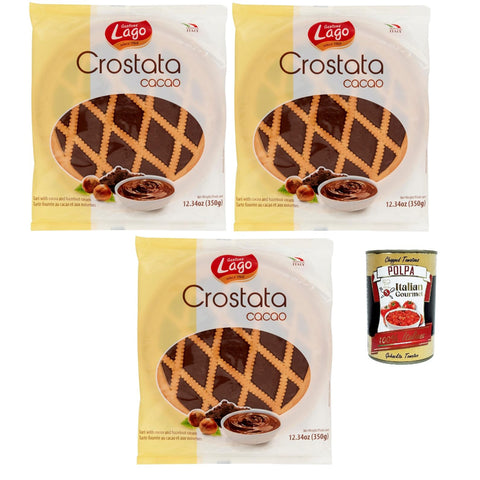 Lago 1968 Crostata al Cacao Flowpack Törtchen kuchen mit Kakaocreme Merkstufegebäck italienischem Produkt ohne Palmöl 3x350 g italienisch Original + kostenlos
