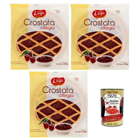 Lago 1968 Crostata alla Ciliegia Flowpack Törtchen kuchen mit Kirschmarmelade Merkstufegebäck italienischem Produkt ohne Palmöl 3x350 g italienisch Original +