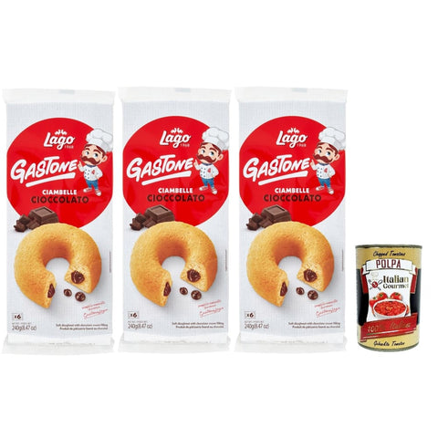 LAGO Snack Kuchen & Backwaren LAGO 1968, Le Merende di Ciambelle al cioccolato 3x 240g, Donuts mit Schokolade, Einzeln verpackte, weiche Snacks, ohne Palmöl Original italienisch inkl. Italian Gourmet Polpa 400g 8032804040014