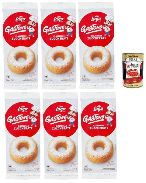 Lago 1968, Le Merende di Ciambelle zuccherate 6x 180 g, Donuts mit Zucker, Einzeln verpackte, weiche Snacks, ohne Palmöl italienisch Original