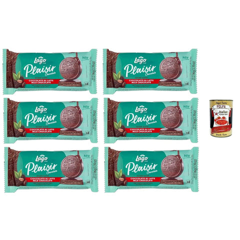 Lago Snack Kuchen & Backwaren Lago Plaisir Chocolate, Runde Waffeln, überzogen mit Milchschokolade und gefüllt mit einer doppelten Schicht Kakaocreme, 6x 4 Einzelportionen, 96 g (4x24 g) italienisch Original 8004800004017