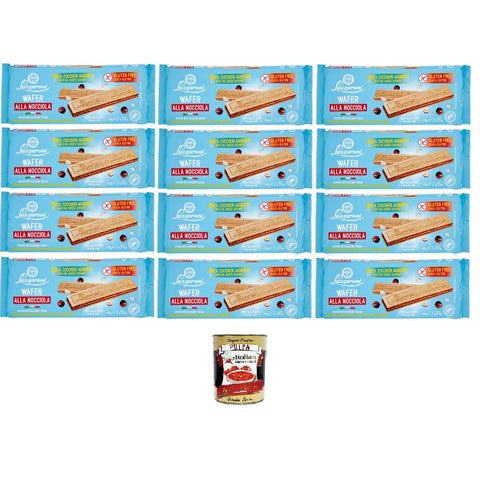 Lazzaroni Wafer Kekse Lazzaroni Wafer alla Nocciola Senza Glutine Glutenfreie Haselnusswaffeln 12x 175gr Original italienisch inkl. Italian Gourmet Polpa 400g 8032804040014