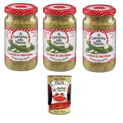 Le Conserve della Nonna Crema di Zucchine Zucchinicreme für Nudeln, Reis und Croutons 3x190 gr italienisch Original
