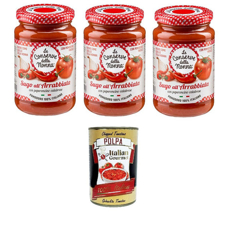 Le Conserve della Nonna Sugo All'Arrabbiata Sauce 3x 190 g Koch- & Backzutaten italienisch Original