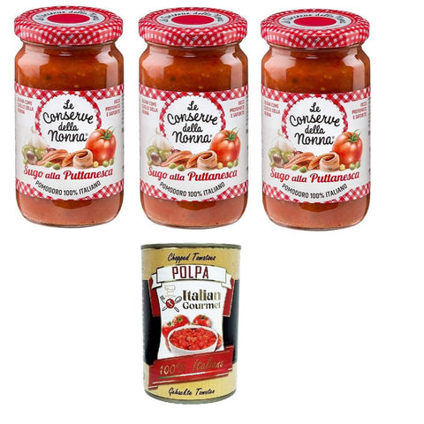 Le Conserve della Nonna Sugo alla Puttanesca Soße 3x 190 g Koch- & Backzutaten italienisch Original
