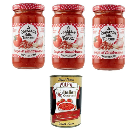 Le Conserve della Nonna Pastasaucen Le Conserve della Nonna Sugo all'Amatriciana-Sauce 3x 190gr Original italienisch inkl. Italian Gourmet Polpa 400g 8005360001089