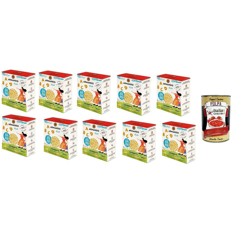 LE PASTINE DI Instant-Pasta LE PASTINE DI ARMANDO - DAS ALFABETO - 100 % italienischer Weizen - 400 g 10x Original italienisch inkl. Italian Gourmet Polpa 400g 8005709280380