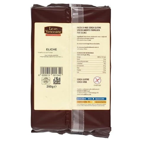 Le Veneziane Kurze Pasta Le Veneziane Pasta di Mais Elicoidali, senza glutine,100% italienische Maisnudeln, glutenfrei. gluten free 12x 250g Original italienisch inkl. Italian Gourmet Polpa 400g 8009915001340