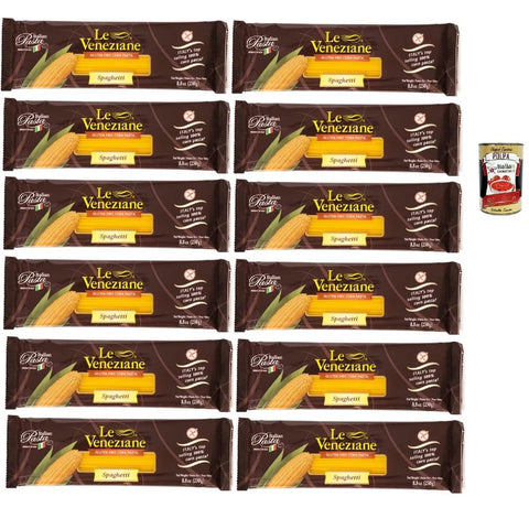 Le Veneziane Kurze Pasta Le Veneziane Pasta di Mais Spaghetti senza glutine 100% italienische Maisnudeln glutenfrei. gluten free 12x250 g italienisch Original + kostenlos polpa 400 g 0