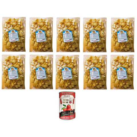 Le Vie Koch- & Backzutaten Le Vie del Grano- CALAMARATA Mit Hartweizengrieß stabilisierte Nudeln 10x400 g italienisch Original Pastasauce + kostenlos pelati 400 g 8388766535601