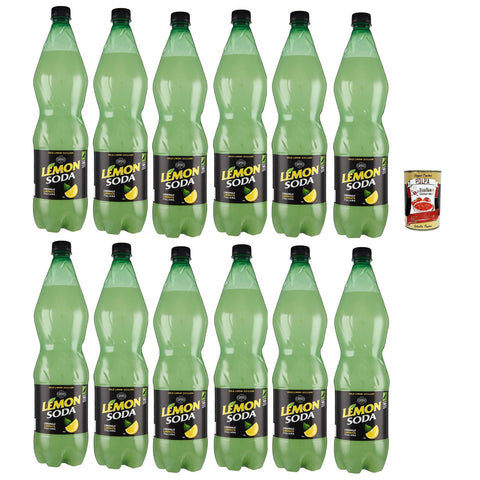 Lemonsoda Erfrischungsgetränk Zitrone lemonade, lemon flavoured italian soft drink, PET, 12x 1 lt italienisch Original