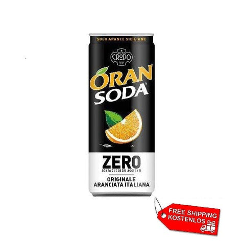 Lemonsoda Soft Drink 24x Oransoda Zero italienisches Alkoholfreies Getränk mit Orangengeschmack 33cl Einwegdosen