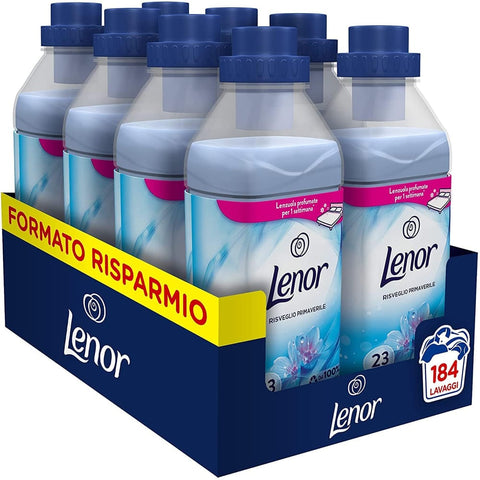 LENOR Flüssiger Weichspüler LENOR Weichspüler für Waschmaschine, Konzentrat, 184 Waschgänge (8 x 23), Frühlingserwachung, Maxi-Format, parfümiert jede Nacht bis zu einer Woche Original italienisch 8001841997414