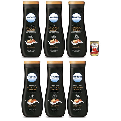 Leocrema Cremes Leocrema Crema Corpo Arganöl Reichhaltig und samtig feuchtigkeitsspendende Körpercreme body cream 6x400 ml italienisch Original Pastasauce + kostenlos polpa 400 g 8008970037608