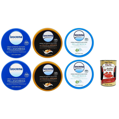 Leocrema Cremes Leocrema Testpaket Leocrema Feuchtigkeitscreme Pflegecreme Ideal für Gesicht Körper und Hände Körpercremes 6x 150ml italienisch Original 8008970010977