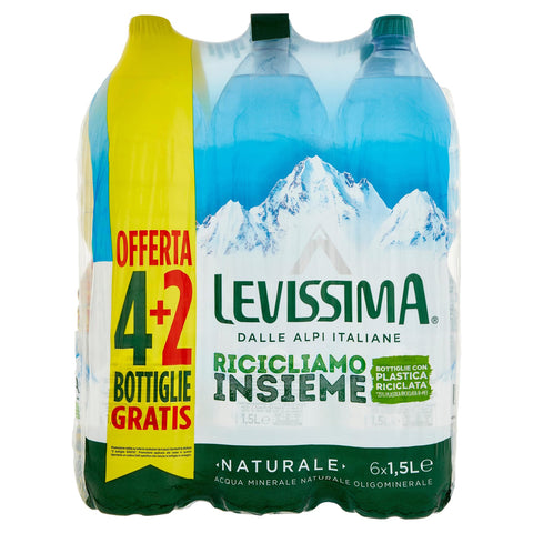 Levissima Aqua Liter, 1,5 x 6 Flaschen Original italienisch