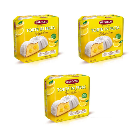 LIMONE Desserts 3x Balocco Torte in Festa farcita con crema al limone e ricoperta con zucchero a velo Kuchen gefüllt mit Zitronencreme und mit Puderzucker bedeckt 400g 8001100063676