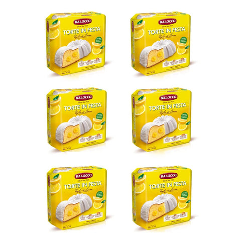 LIMONE Desserts 6x Balocco Torte in Festa farcita con crema al limone e ricoperta con zucchero a velo Kuchen gefüllt mit Zitronencreme und mit Puderzucker bedeckt 400g 8001100063676