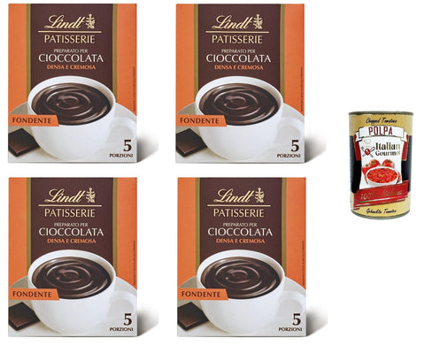 Lindt Glasuren Patisserie Preparato per Cioccolata Fondente Densa e cremosa Dichte und cremige dunkle Schokoladenmischung 4x100gr + Italian Gourmet polpa 400g 8003340038889