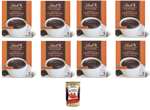 Lindt Glasuren Patisserie Preparato per Cioccolata Fondente Densa e cremosa Dichte und cremige dunkle Schokoladenmischung 8x100gr + Italian Gourmet polpa 400g 8003340038889