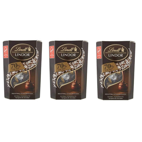 Lindt Lindor Riegel Lindt Lindor 70% Cacao Dunkle Schokolade Pralinen mit weicher Füllung 3x 200g italienisch Original 8003340034959