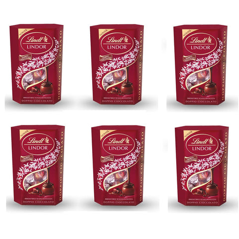 Lindt Lindor Cornet Doppio Cioccolato Pralinen mit Milchschokolade und zarter dunkler Schokoladenfüllung 6x 200g italienisch Original