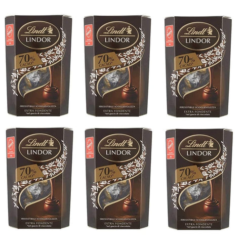Lindt Lindor Schokolade Lindt Lindor 70% Cacao Dunkle Schokolade Pralinen mit weicher Füllung 6x 200g italienisch Original 8003340034959