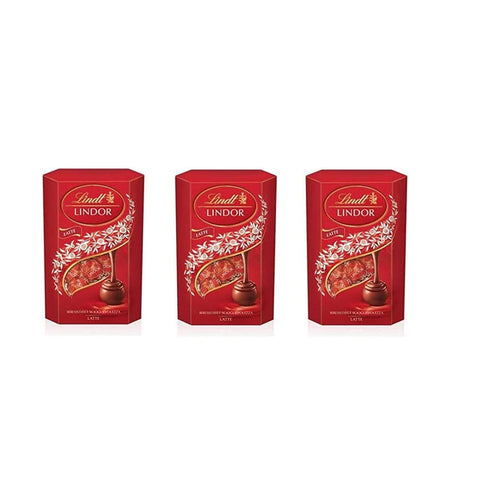 Lindt Lindor Schokolade Lindt Lindor Box Latte Pralinen mit Milchschokolade und weiche Füllung 3x 200g italienisch Original 8003340073545