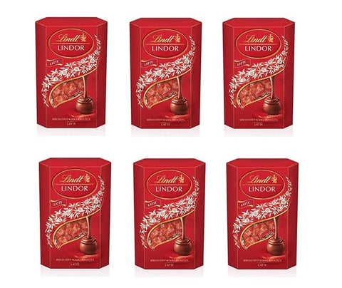 Lindt Schokolade 6x Lindt Lindor Box Latte Pralinen mit Milchschokolade und weiche Füllung 200g 8003340073545