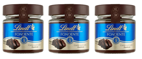 Lindt Schokoladenaufstrich 3x Lindt Crema Spalmabile al Cioccolato Fondente Streichcreme Streichfähige Creme aus Dunkler Schokolade und Fettarmer Kakao 200g Glas 8003340005096