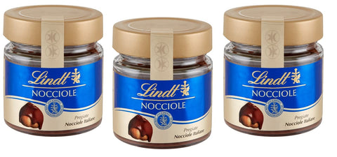 Lindt Schokoladenaufstrich 3x Lindt Crema Spalmabile alle Nocciole Streichfähige Creme Streichcreme mit Haselnüssen 200g Glas Feine Italienische Haselnüsse 8003340005089