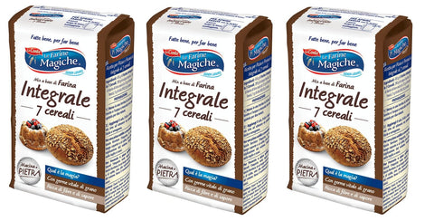 Lo conte Brot 3x Lo Conte Le Farine Magiche Farina Integrale ai 7 Cereali Vollkornmehl mit 7 Cerealien 900g Mehl ideal für süß und herzhaft 8009355000255